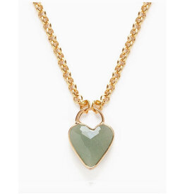 Aventurine Heart Pendant Chunky Chain