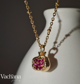 Deep Pink Pomegranate Cubic Zirconia Necklace