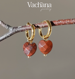 Jasper Heart Huggie Hoop Earrings