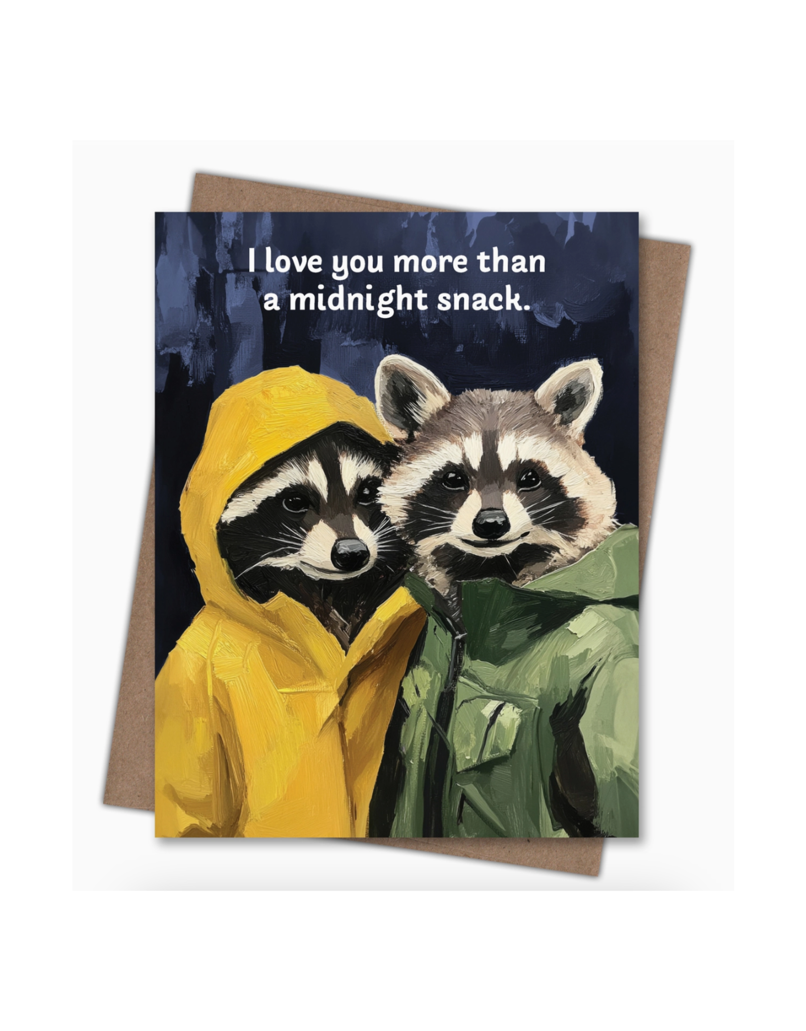 Midnight Snack Raccoon Love Greeting Card