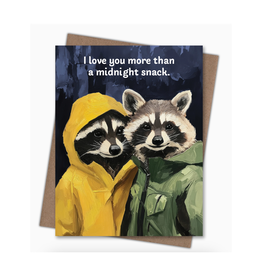 Midnight Snack Raccoon Love Greeting Card