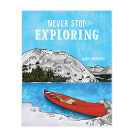 Never Stop Exploring. Happy Birthday Greeting Card