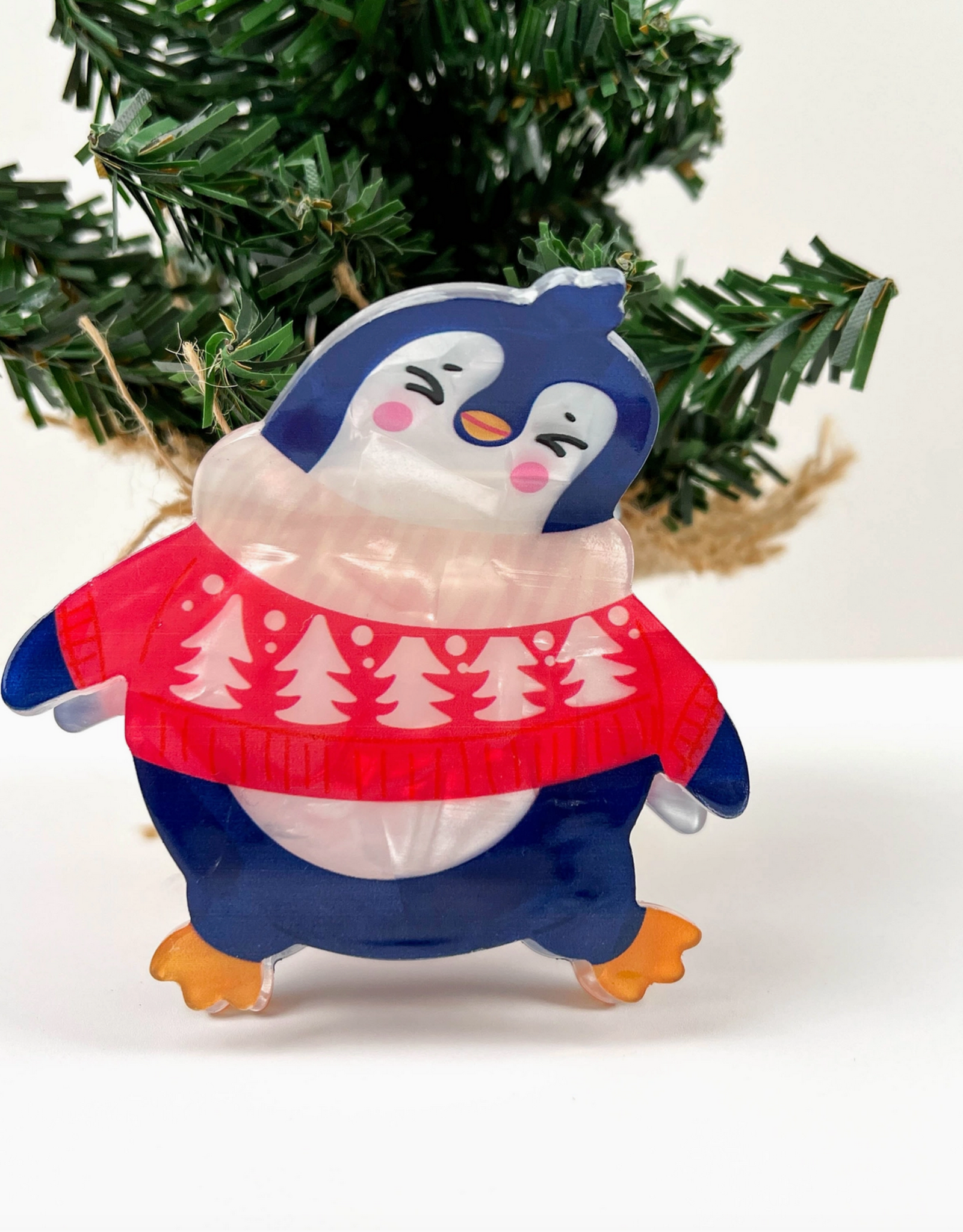 Winter Penguin Claw Clip