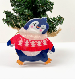 Winter Penguin Claw Clip