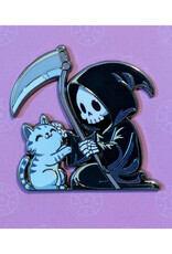 Grim Reaper Petting a Cat Enamel Pin Grim Reaper Petting a Cat Enamel Pin