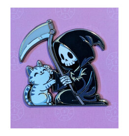 Grim Reaper Petting a Cat Enamel Pin