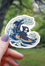 Grim Reaper Riding a Wave Sticker