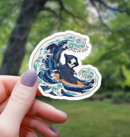 Grim Reaper Riding a Wave Sticker