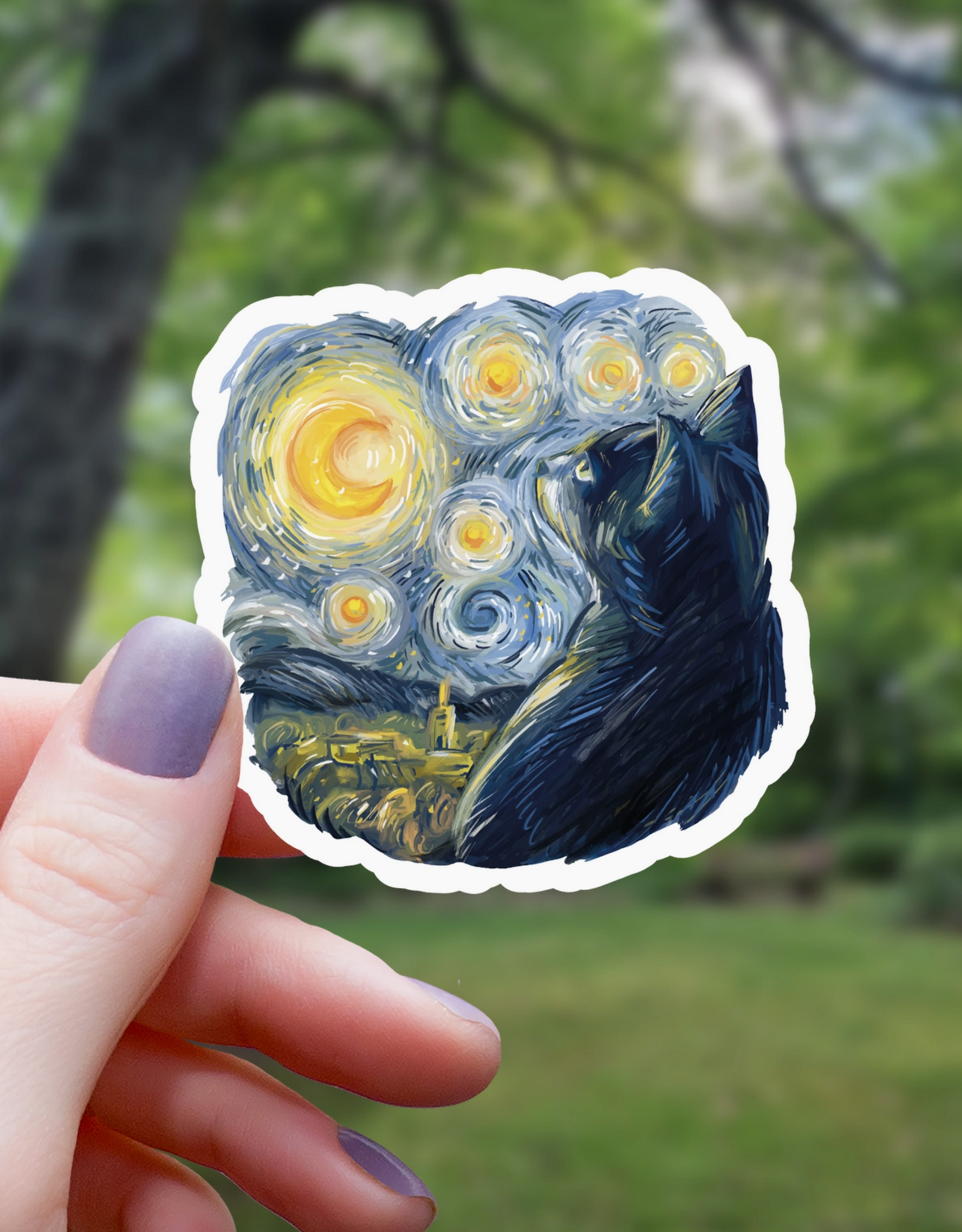 Van Gogh Style Cat Sticker