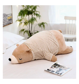 Striped Shirt Brown Bear Body Pillow Plush - Medium
