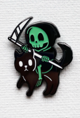 Reaper Riding a Cat Enamel Pin (Glow in the Dark!)