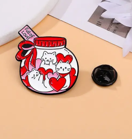 Full Of Love Cats in a Jar Enamel Pin