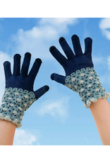 Blue Patterned Knit Touchscreen Gloves