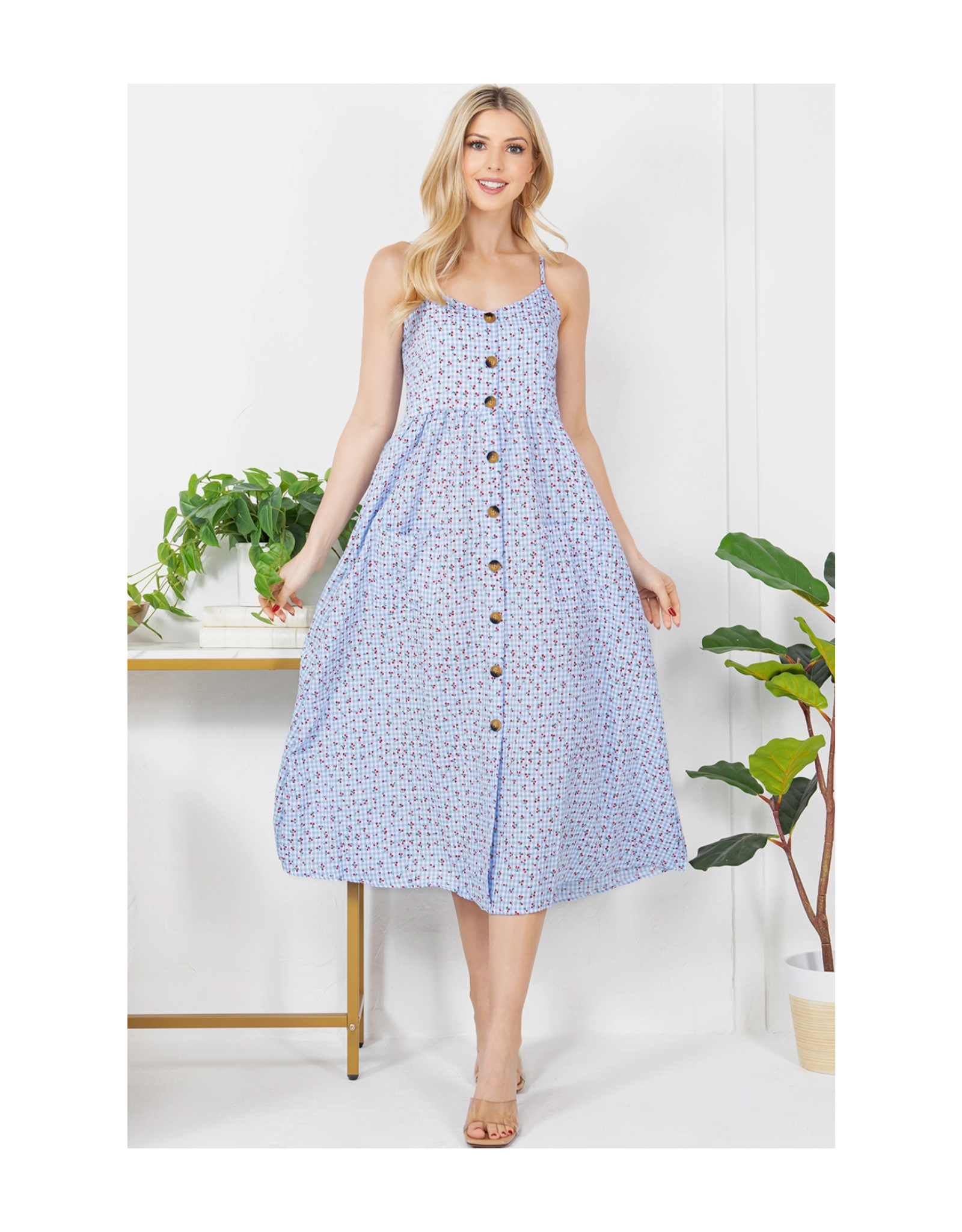 Checkered Cherry Cami Dress