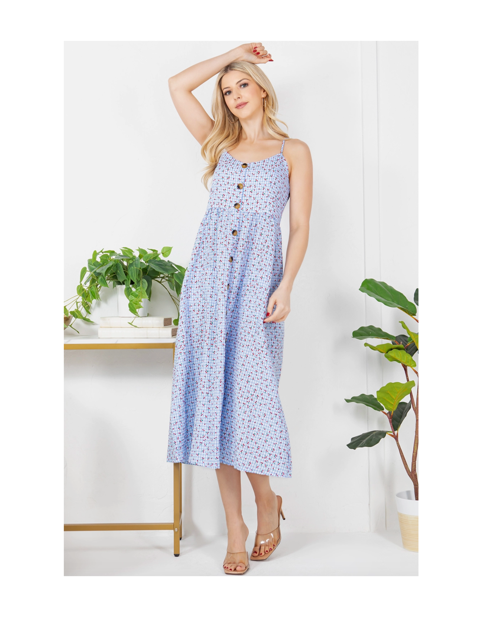 Checkered Cherry Cami Dress