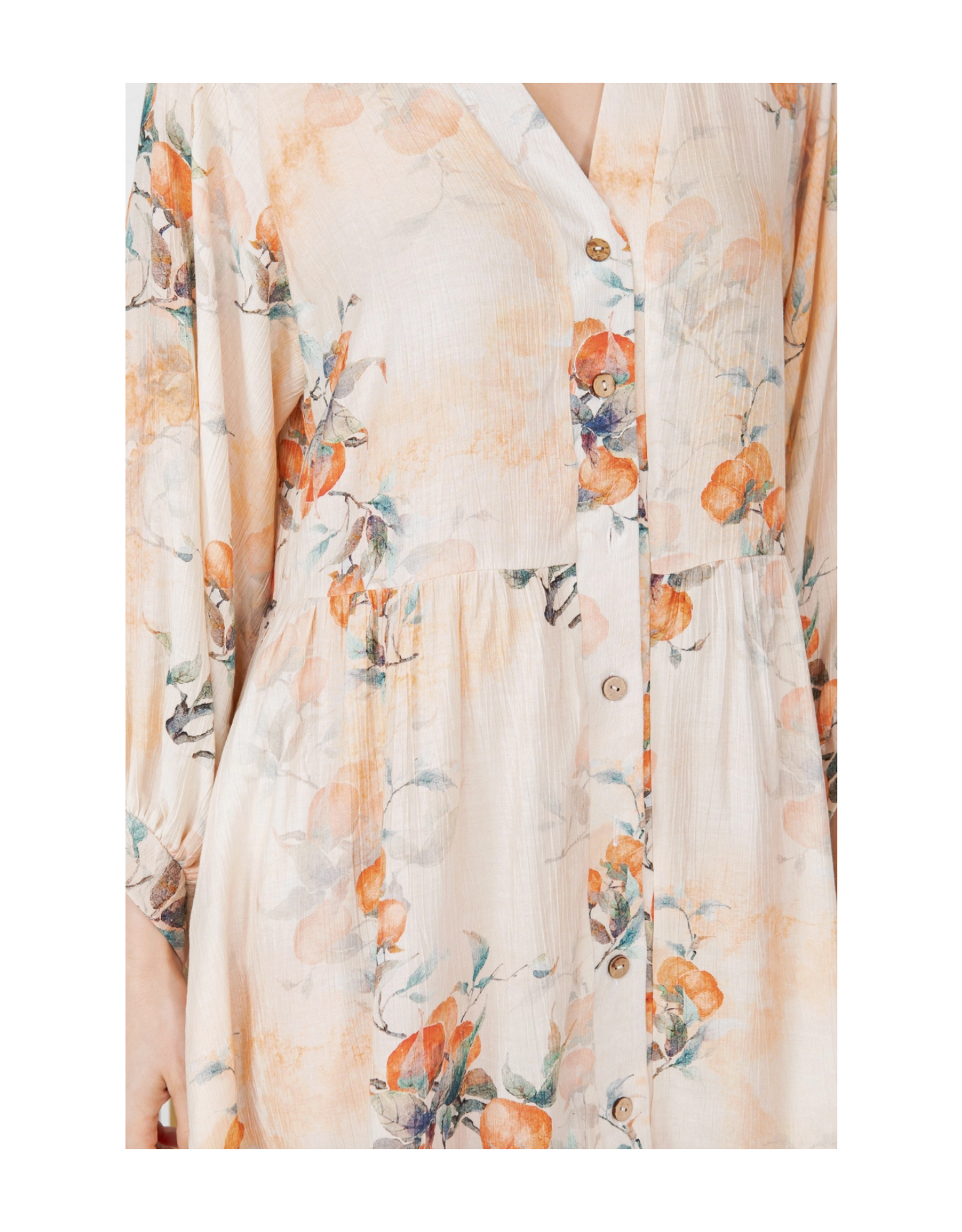 Peachy Floral Button Down Dress