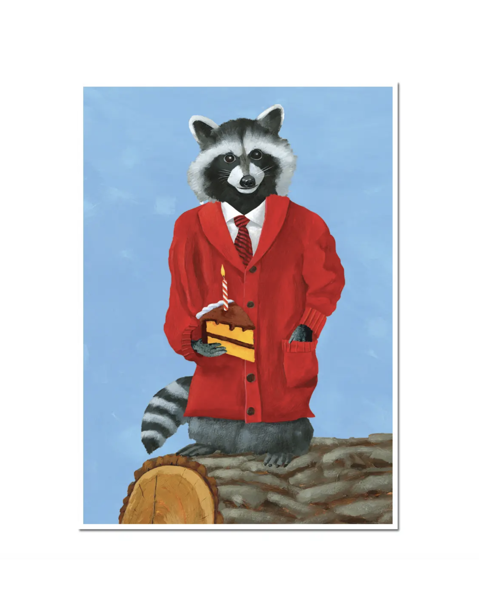 Raccoon Cake Birthday Greeting Card