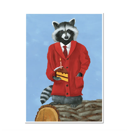 Raccoon Cake Birthday Greeting Card