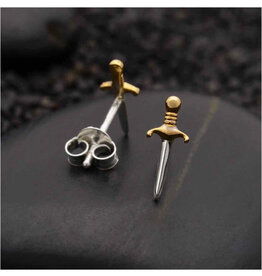 Mixed Metal Dagger Stud Earrings