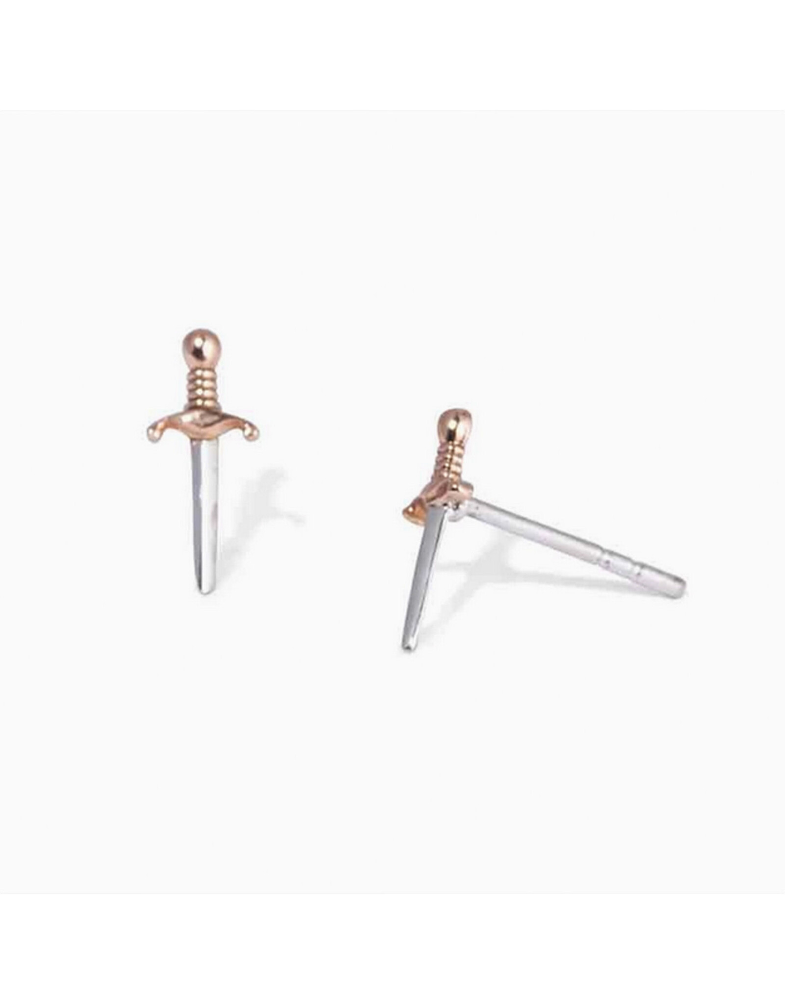 Mixed Metal Dagger Stud Earrings