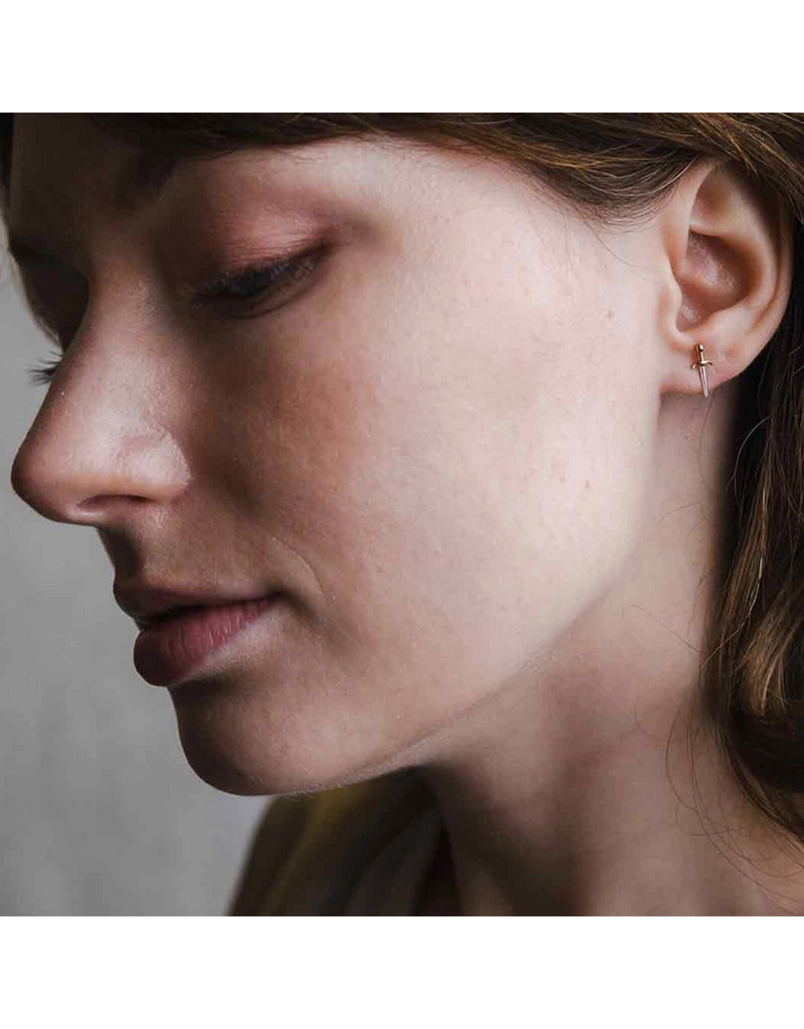 Mixed Metal Dagger Stud Earrings