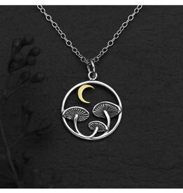 Mushroom Moon Necklace (Sterling Silver, Bronze)