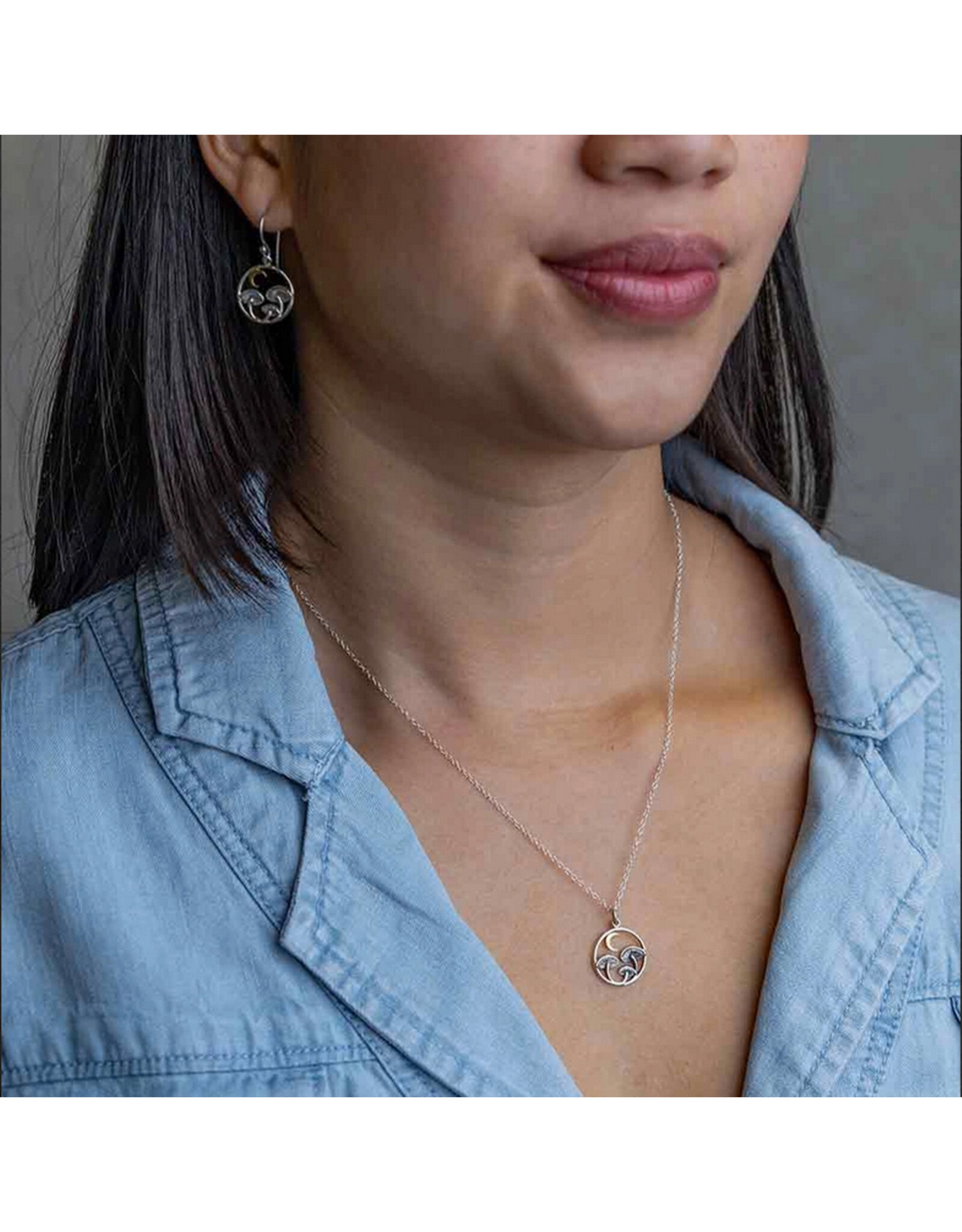 Mushroom Moon Necklace (Sterling Silver, Bronze)