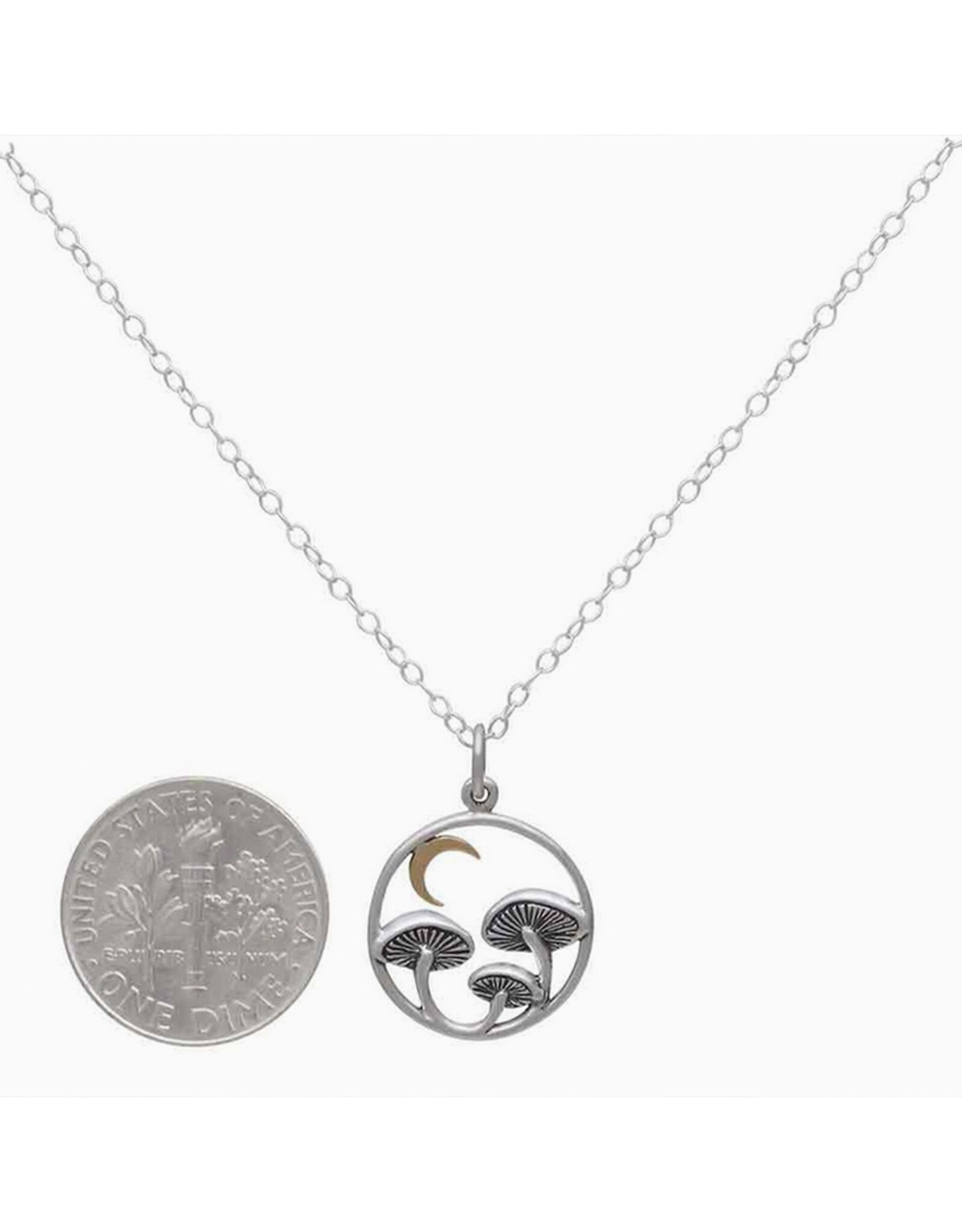 Mushroom Moon Necklace (Sterling Silver, Bronze)