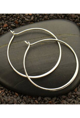 Sterling Silver Half Hammered Hoop Earrings