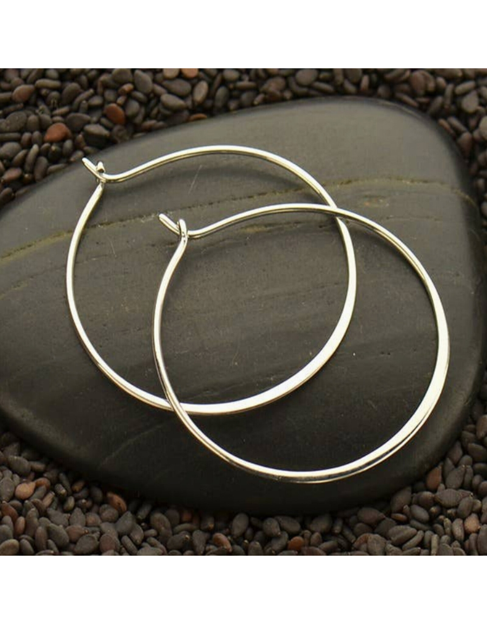 Sterling Silver Half Hammered Hoop Earrings