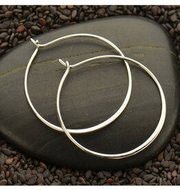 Sterling Silver Half Hammered Hoop Earrings