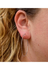 Sterling Silver Half Hammered Hoop Earrings