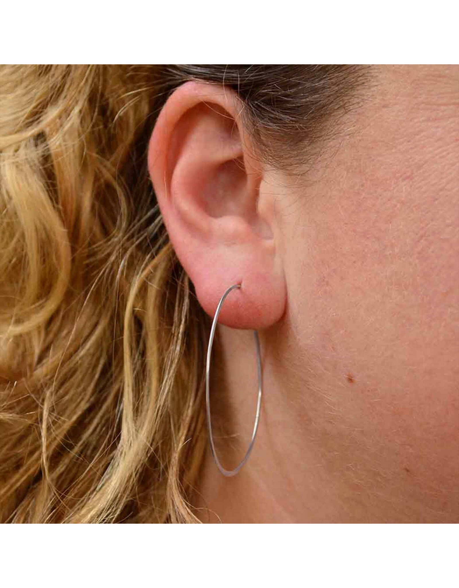 Sterling Silver Half Hammered Hoop Earrings