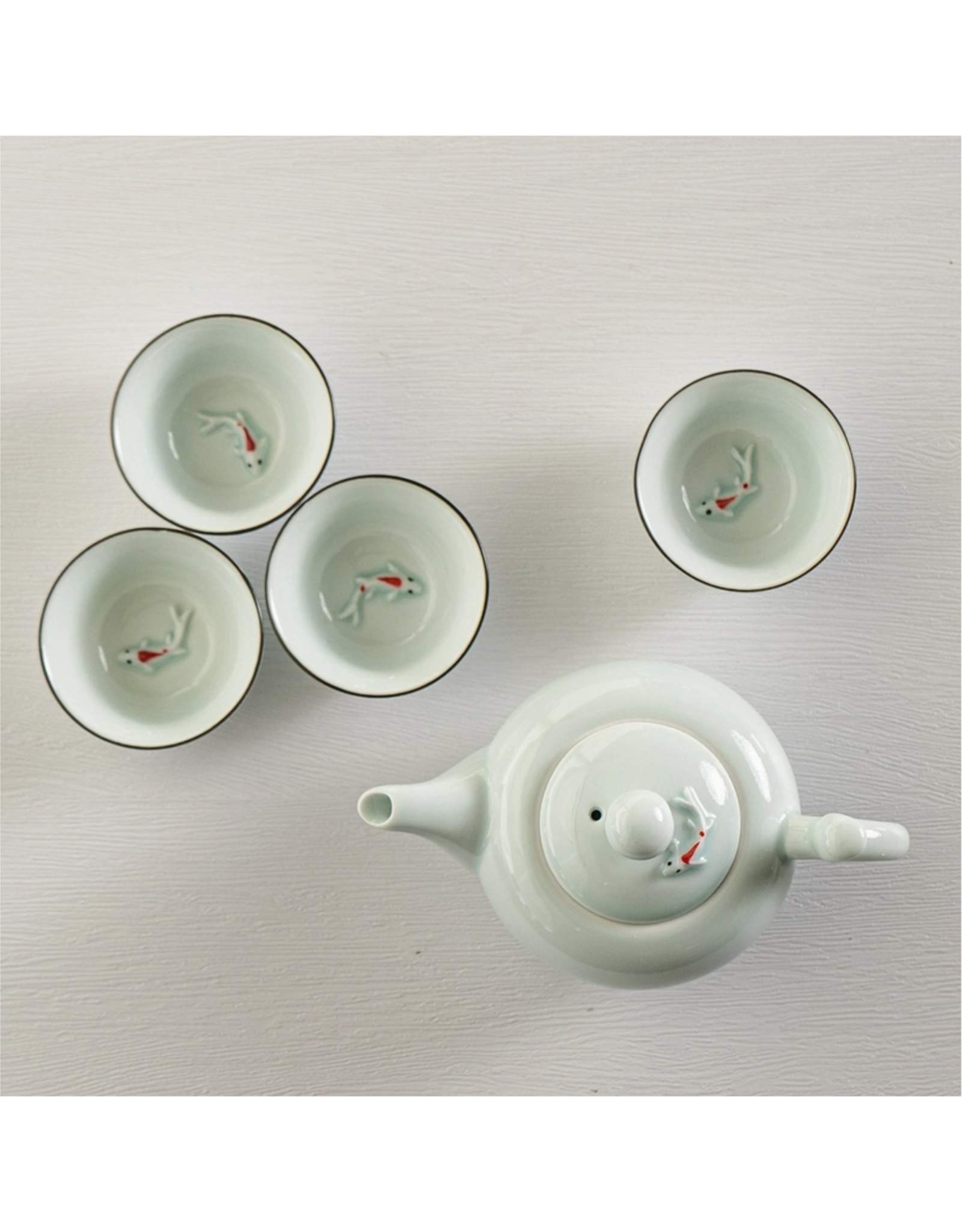 Japanese Koi Fish Tea Pot Set of 4