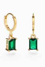 Emerald Dangle Huggie Hoop Earrings Emerald Dangle Huggie Hoop Earrings