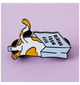 Hiding From Life Cat Enamel Pin
