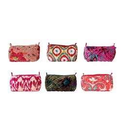 Quilted Cotton Velvet Zip Pouch (Assorted)