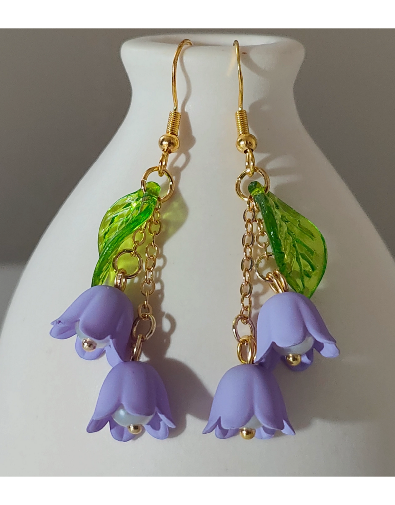 Purple Lily of the Valley Dangle Earrings