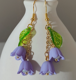 Purple Lily of the Valley Dangle Earrings