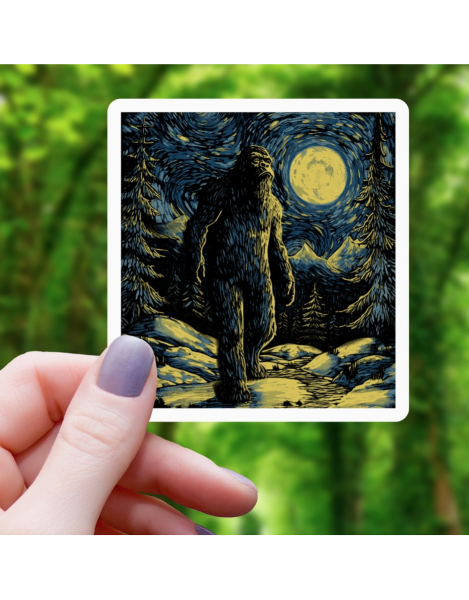 Bigfoot Starry Night Sticker