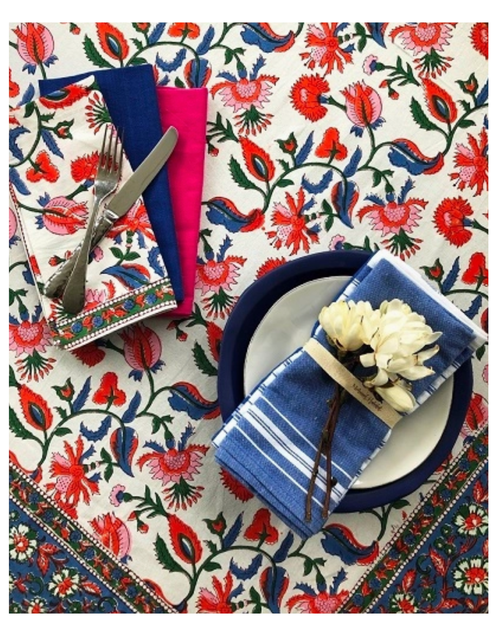 Chamoli Flower Organic Blue Napkin