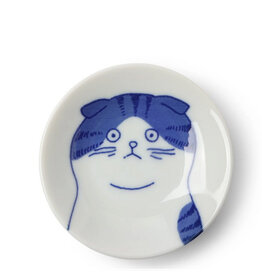 Cat Face Plate Blue/White 3" - Scott