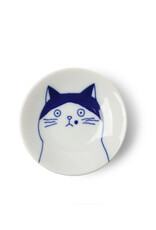 Cat Face Plate Blue/White 3" - Nora