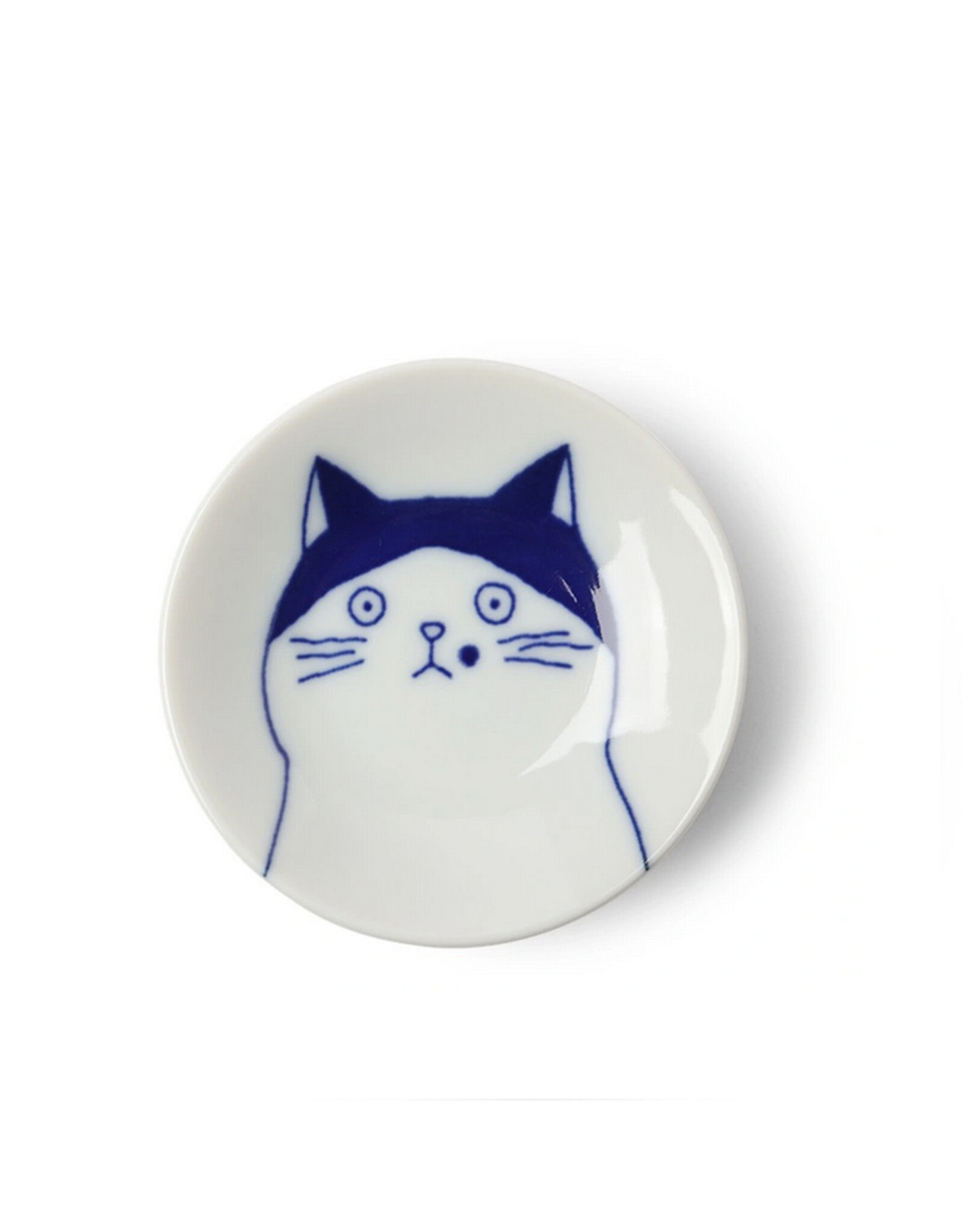 Cat Face Plate Blue/White 3" - Nora