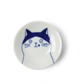 Cat Face Plate Blue/White 3" - Nora