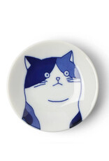 Cat Face Plate Blue/White 3" - Mike