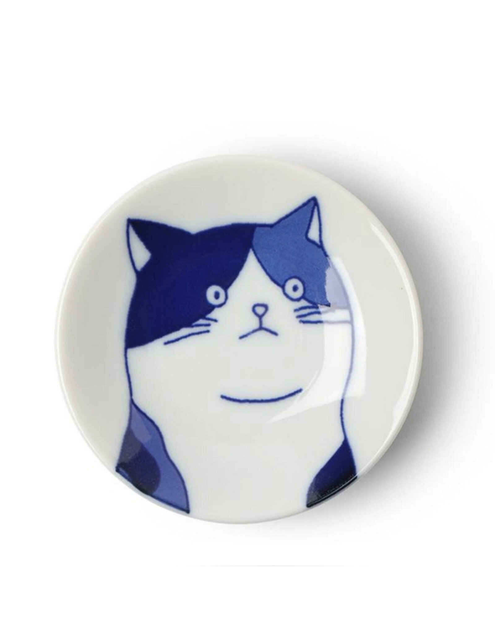 Cat Face Plate Blue/White 3" - Mike