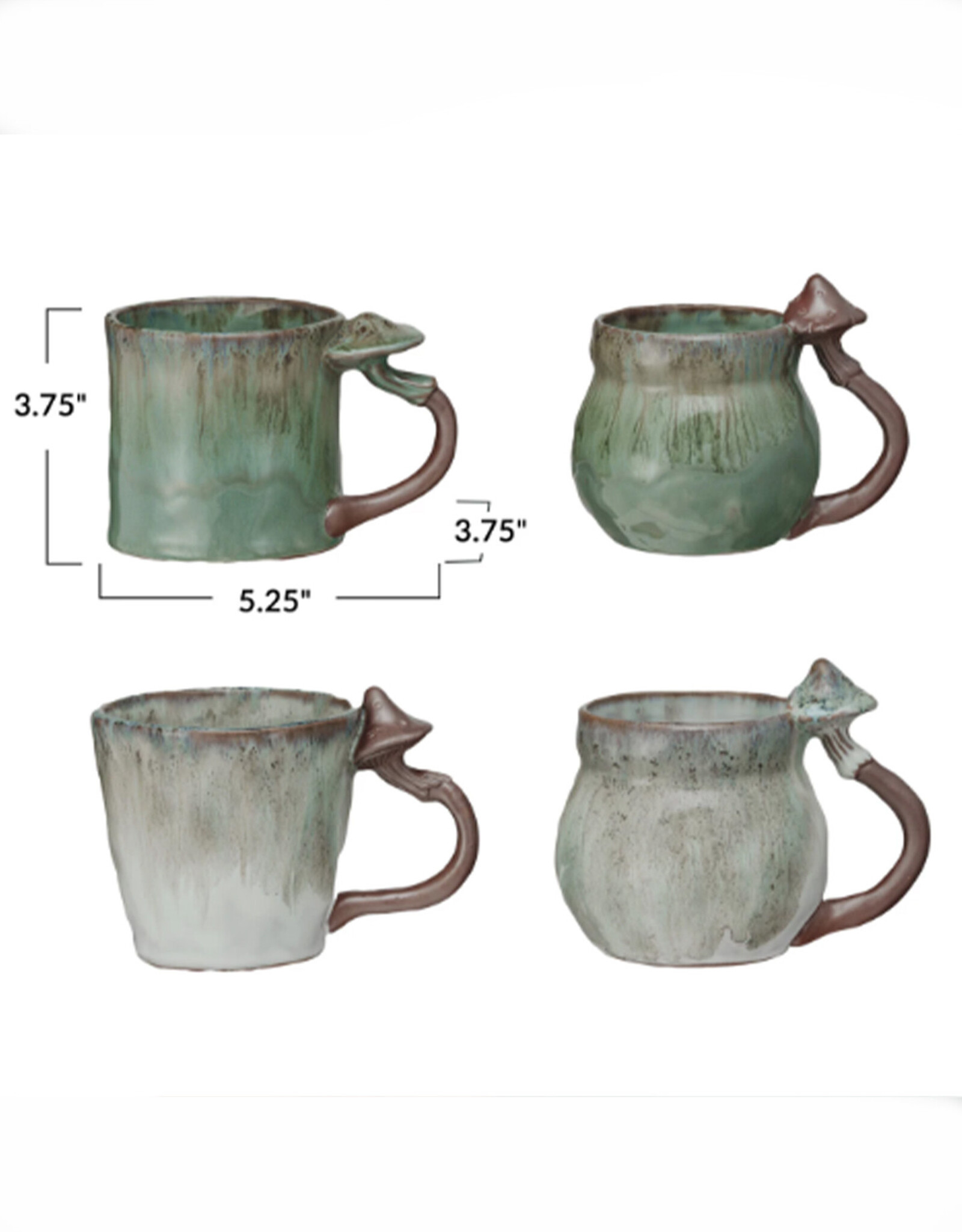 14 oz Stoneware Mug w/ Mushroom Handle (Assorted)