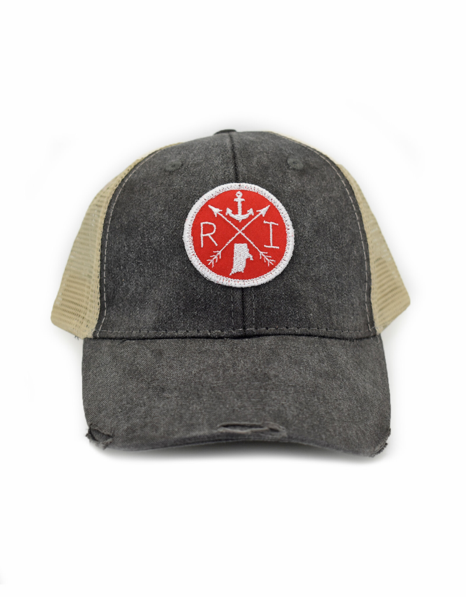 RI Trucker Hat with Arrow Patch - Black & Red