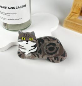 Black & Grey Cat Claw Clip